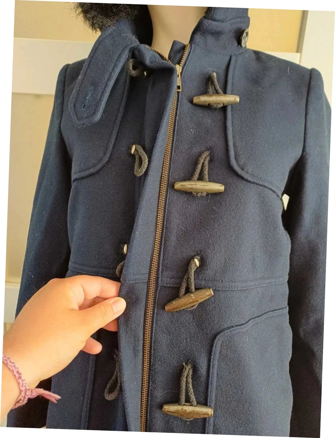 Duffle-coat bleu marine en laine Naf naf - Taille 36 (S) – photo 2